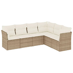 vidaXL Salon de jardin avec coussins 6 pcs beige résine tressée