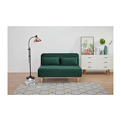 Banquette BZ 2 places - Style scandinave - Velours vert - L 130 x P 90 x 81 cm - DEPLO