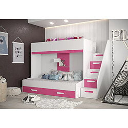 Abiks Meble PARTY 16 Lit superposé 247/165/120 (blanc/rose)