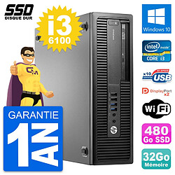 PC HP EliteDesk 800 G2 SFF Intel Core i3-6100 RAM 32Go SSD 480Go Windows 10 Wifi · Occasion 