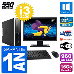 PC HP Compaq Pro 6300 SFF Ecran 27" i3-3220 RAM 16Go SSD 960Go Windows 10 Wifi · Occasion 