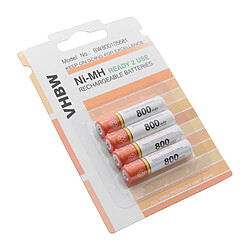 Vhbw 4 batteries Ni-MH Longlife Ready 2 Use 800mAh (1.2V) pour 383 comme AAA Micro R3 HR03 