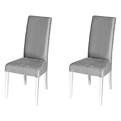 Mes Lot de 2 chaises repas 47x64x102 cm en tissu gris et pieds blancs 