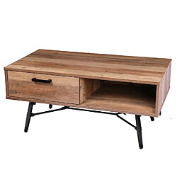 Urban Living Table basse design bois et métal Hampton - L. 110 x H. 49 cm - Noir