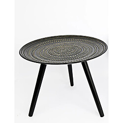 Urban Living Table d'appoint ethnique Mado -Diam. 49 x H. 41 cm - Noir