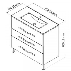 Dansmamaison Meuble sous vasque 3 tiroirs 90 cm Gris clair - LANA pas cher