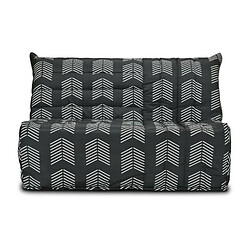 Gruhier Banquette BZ - Tissu chevrons A111 - Couchage 138 x 188 x 12 cm - Blanc et noir