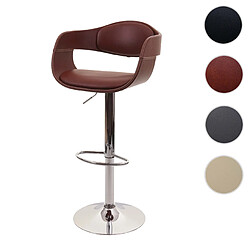 Mendler Tabouret de bar HWC-A47b, chaise de bar tabouret de comptoir, design rétro, bois simili cuir ~ marron