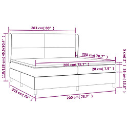 vidaXL Sommier à lattes de lit avec matelas Gris clair 200x200cm Tissu pas cher