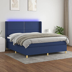 vidaXL Sommier à lattes de lit matelas et LED Bleu 160x200 cm Tissu 