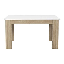 PILVI Table a manger - Blanc et chene sonoma - L 140 x I90 x H 75 cm