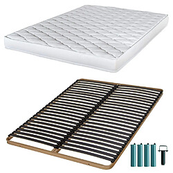 Ebac Matelas mousse + Sommier métal C224 140x190 Marly - Hauteur 15 cm - Soutien ferme