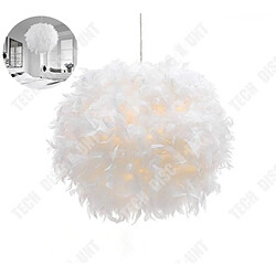 Tech Discount TD® Lustre en plume d'oie blanc- Décoration de Chambre à coucher pour enfants Hall d'exposition-Lampe lustre en suspension-Multi Usa 