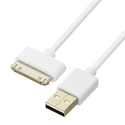 Câble 1m USB Compatible iPhone iPad iPod 30-broches 2.1A Inkax Charge