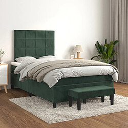 vidaXL Sommier à lattes de lit et matelas Vert foncé 120x200cm Velours