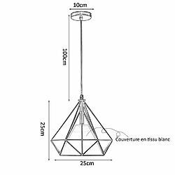 Acheter Stoex Suspension luminaire Lustre Abat-jour Industrielle forme Diamant, Lampe de Plafond en Métal Fer E27 40W, Jaune