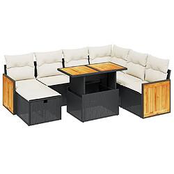 vidaXL Salon de jardin 8 pcs avec coussins noir résine tressée