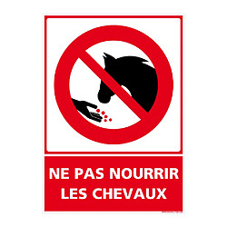 Signaletique Biz Panneau Ne Pas Nourrir Les Chevaux. Panneau Interdiction Nourrir les Animaux en sticker, panneau PVC ou Aluminium. Panneau Dissuasif - 150 x 210 mm - Adhésif - Adhésif