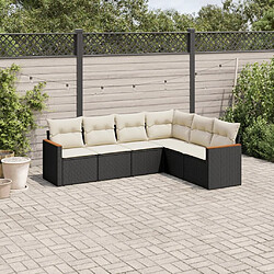 Maison Chic Ensemble Tables et chaises d'extérieur 6pcs avec coussins,Salon de jardin noir résine tressée -GKD131659