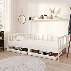 Maison Chic Lit de jour avec tiroirs, Lit de repos pour Salon Chambre,Canapé-lit,Lit d'invité 90x200 cm Blanc Bois de pin massif -MN35645