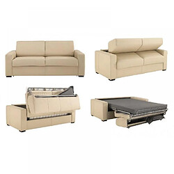 Avis Inside 75 Canapé convertible EXPRESS 140cm DREAMER CUIR VACHETTE beige,. matelas 16 cm