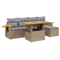 vidaXL Salon de jardin avec coussins 6 pcs beige résine tressée