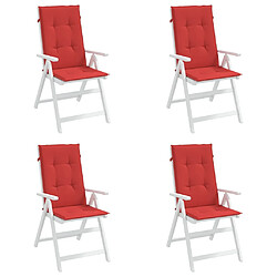 Avis Maison Chic Coussins Confort,Coussins de chaise de jardin dossier haut lot de 4 rouge tissu -GKD22276