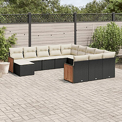 vidaXL Salon de jardin 12 pcs avec coussins noir résine tressée 