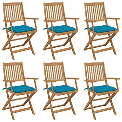 Maison Chic Lot de 6 Chaises pliables de jardin avec coussins - Fauteuil d'extérieur Bois d'acacia -MN36669