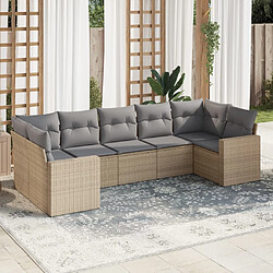 vidaXL Salon de jardin avec coussins 7 pcs beige résine tressée 