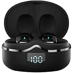 Chrono Casque Bluetooth avec Microphone, écouteurs Bluetooth étanches IPX5, Casques pour Basses, écouteurs Intra-Auriculaires stéréo, boîtier de Charge Rapide avec écran LED, Veille Pendant 100H(Noir) 