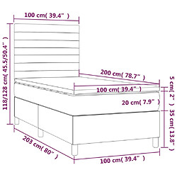 vidaXL Sommier à lattes de lit avec matelas Noir 100x200 cm Tissu pas cher