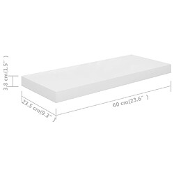 vidaXL Étagère murale flottante Blanc brillant 60x23,5x3,8 cm MDF pas cher