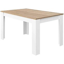 Pegane Table a manger Extensible en chêne canadian et blanc Artik - Hauteur 78 x Longueur 140-190 x Largeur 90 cm