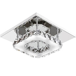 Stoex Plafonnier Lampe Cristal Lampe de Plafond Acier Inoxydable LED Miroir 12W Lustre moderne en cristal pour salon, chambre à coucher 