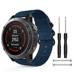 Wewoo Bracelet pour montre connectée Garmin Fenix 5S de en nylon à trois anneaux Mazarine 