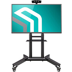 ONKRON Support TV Roulettes pour 32" - 75" TV &amp; Ecran, Tele Portable Sur Pied Roulette de 50 kg - Meuble TV sur Roulettes VESA 200x200 - 600x400/Ecran sur Pied Mobile Hauteur Réglable TS1571-B Noir