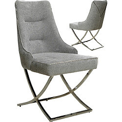 Vivenla Lot de 2 chaises de salle à manger design revêtement en velours gris clair et piètement en acier inoxydable argenté L.48 x P. 56 x H. 95 cm collection LAVIDA 