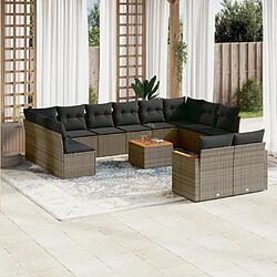 Maison Chic Salon de jardin avec coussins 13 pcs, Ensemble Tables et chaises de jardin, gris résine tressée -GKD995231