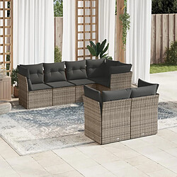 vidaXL Salon de jardin avec coussins 7 pcs gris résine tressée 