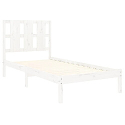 Acheter Maison Chic Lit Moderne Chambre - Cadre/structure de lit pour adulte Blanc Bois massif 90x190 cm Simple -MN63770