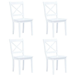 vidaXL Chaises à manger lot de 4 blanc bois d'hévéa massif 