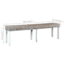 Decoshop26 Banc en rotin kubu naturel et manguier massif 160 cm blanc BAN02008 pas cher