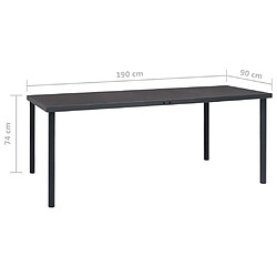 vidaXL Table à dîner d'extérieur Anthracite 190x90x74 cm Acier pas cher