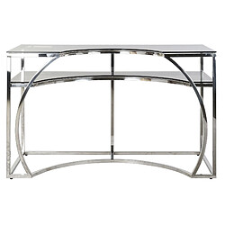 Pegane Console / Table console en acier et verre coloris argenté - Longueur 120 x Profondeur 50 x Hauteur 75 cm