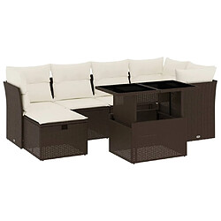 vidaXL Salon de jardin avec coussins 7 pcs marron résine tressée