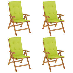 Maison Chic Lot de 4 Chaises de jardin inclinables,Fauteuil d'extérieur bois massif teck -MN24096