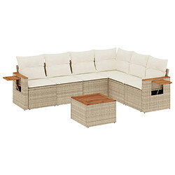 vidaXL Salon de jardin avec coussins 7 pcs beige résine tressée