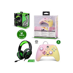 Power A Pack Manette XBOX ONE-S-X-PC Limonade rose EDITION + Casque Gamer PRO H3 ORANGE SPIRIT OF GAMER XBOX ONE/S/X/PC 