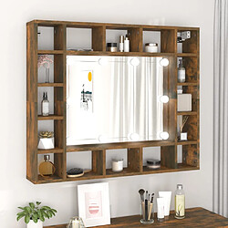 vidaXL Armoire à miroir avec LED Chêne fumé 91x15x76,5 cm